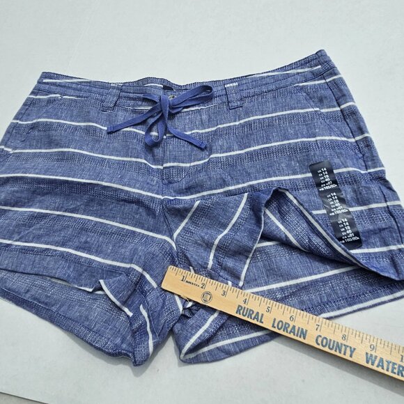 GAP Blue & White Striped LINEN Cotton blend Shorts Size 14 drawstring summer NWT - Picture 6 of 12